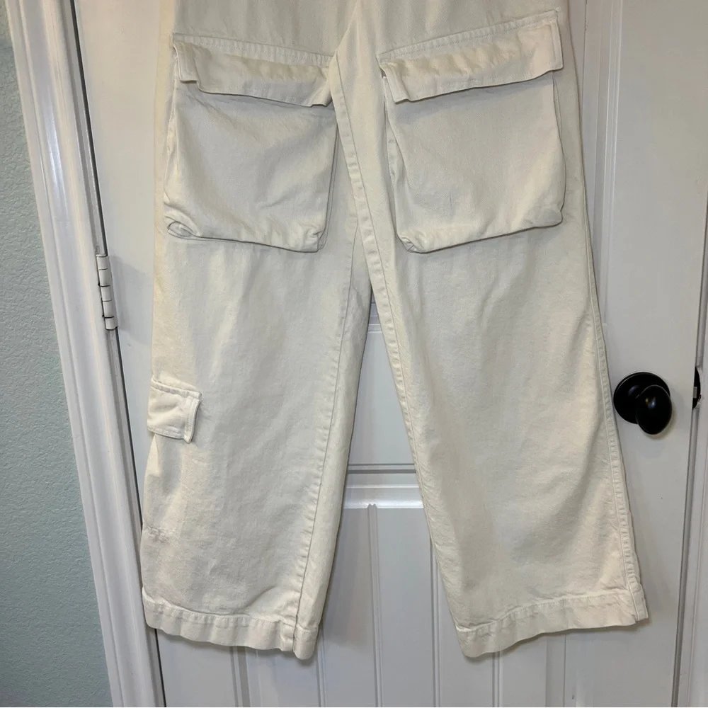 Zara Women’s‎ Ivory Cargo Pants Pockets 90’s Y2K Women’s Size XS - Picture 6 of 16
